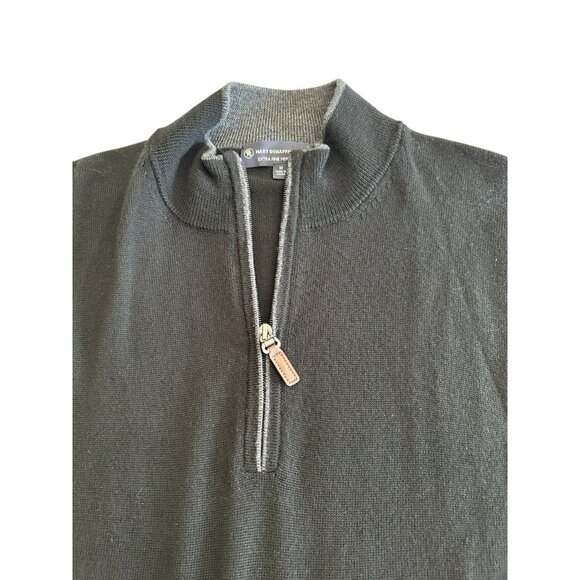 Hart Schaffner Marx Sweater Mens M Black Gray 1/4 Zip Extra Fine Merino Wool - Picture 3 of 8